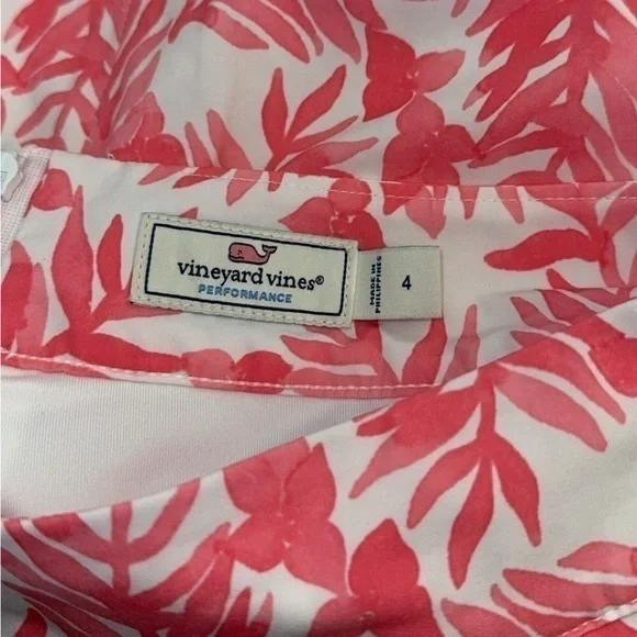 Vineyard Vines Performance White & Pink‎ Leaf Printed Preppy Tennis Golf Skort